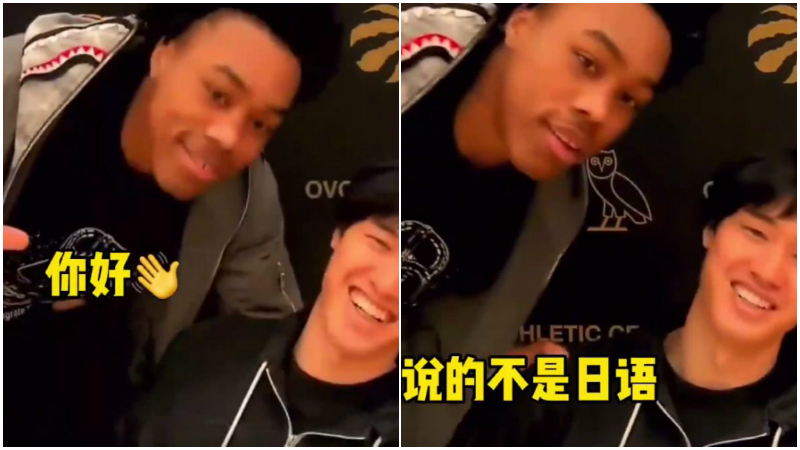 NBA / 【影片】滿屏的尷尬！Barnes用中文對日本網友打招呼：「你好」，渡邊雄太：？？？